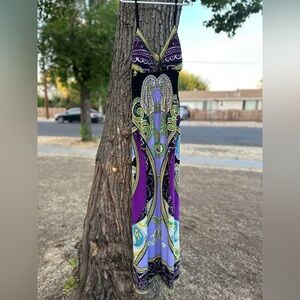 Snap Y2K Paisley Maxi Dress in Purple and Black Multicolor